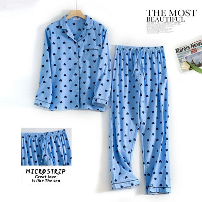 Fashion Plaid Winter 100% brushed cotton pajamas set women sleepwear