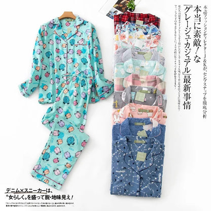 Fashion Plaid Winter 100% brushed cotton pajamas set women sleepwear