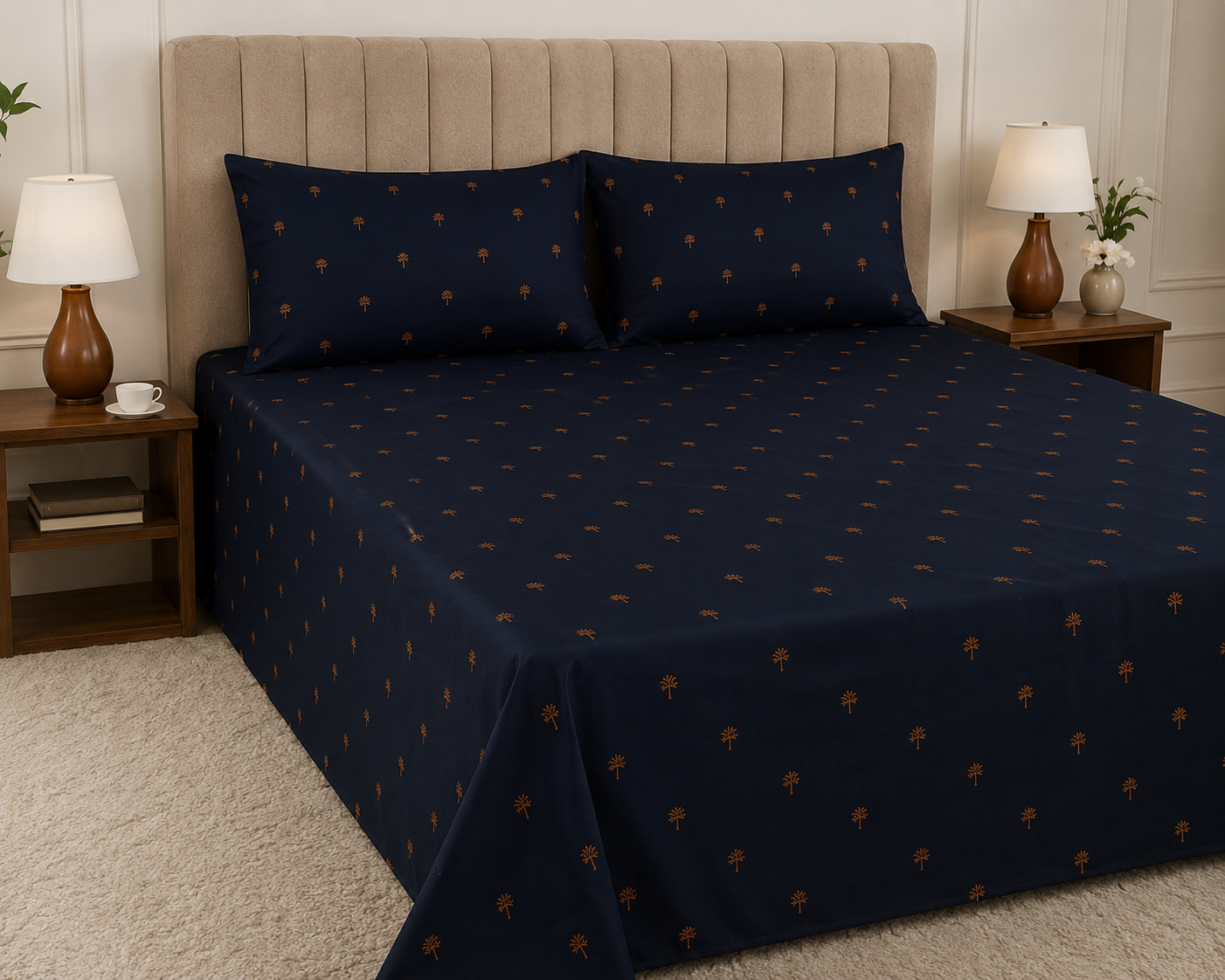 SM – Twilight Palm Tree | Cotton Sateen Bedsheet