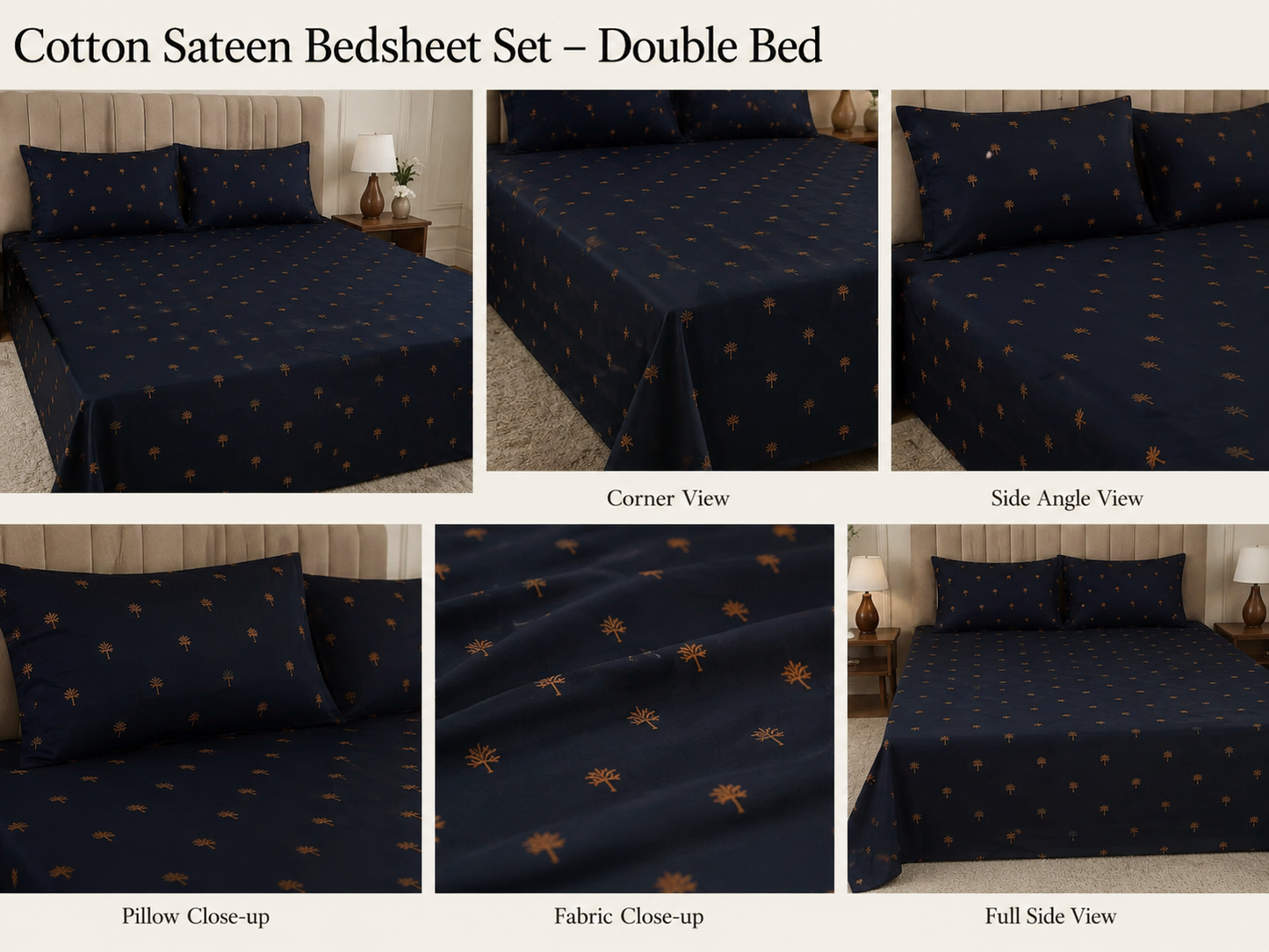 SM – Twilight Palm Tree | Cotton Sateen Bedsheet