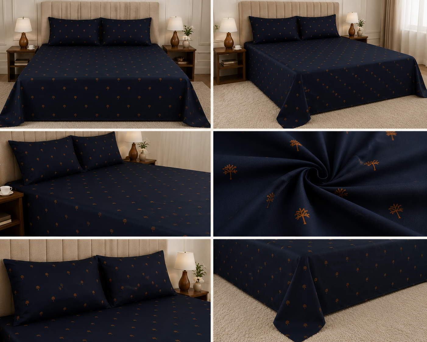 SM – Twilight Palm Tree | Cotton Sateen Bedsheet